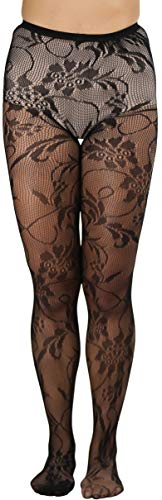 Image of ToBeInStyle Women's Elegant Floral Lace Inspired Spandex Net Full Length Tights