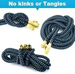 Expandable Garden Hose, Water Hose 100ft with 10 Function Nozzle, Flexible Hose with 3/4" Solid Brass Fittings, Extra Strength Fabric, Easy Storage Kink Free, Black & Blue