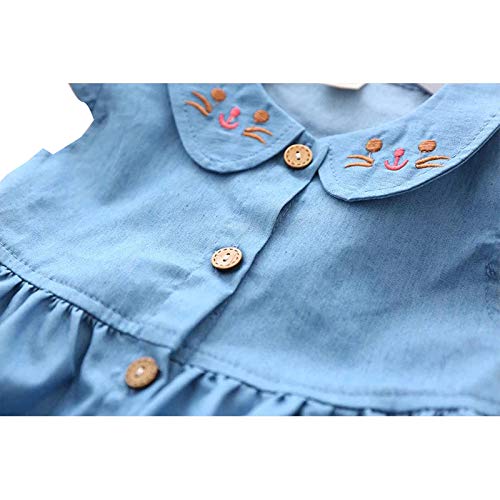 BENKILS Baby Girls Fit and Flare Birthday Sleeve Less Denim Frock 3