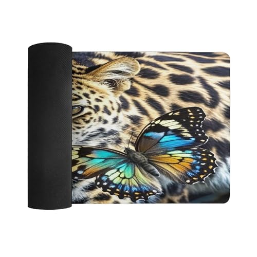Leopard and Butterfly Desk Pad Waterproof Writing Mouse Pad Large Office Desk Mat miniatura 3