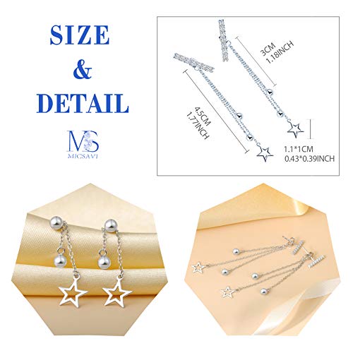 MICSAVI Orecchini Pendenti Stelle Argento 925 con