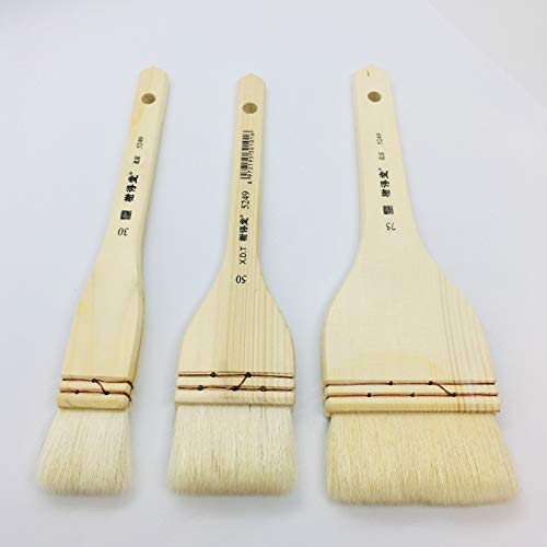Xdt 5249 Hake Paint Brush Artist Painting Brushes Set 3 Piece 1.18In,2In,2.95In Premium Goat, Acrylic Watercolor Oil, Paint Large Area Of Water Or Color, Wetting Large Surface, Absorbing Excess Media #TOP1