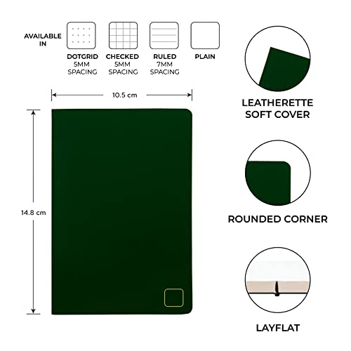 Image of NEORAH - A6 Notebook SOFT COVER | Journal REFILL | Unruled Notebook Journal | 110 GSM | 160 pages (Size 14.8 cm x 10.5 cm) Planner Journaling Writing Note Taking Diary-DARK GREEN