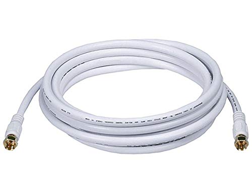 Monoprice Video Cable - 10 Feet - White | RG6 Quad Shield CL2 Coaxial Cable with F Type Connector