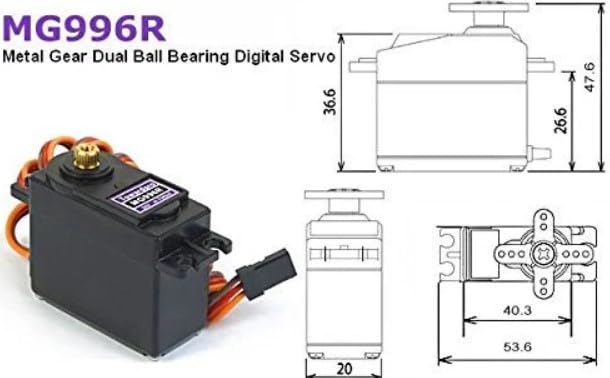 Image of Robocraze MG996R TowerPro MG996R Servo Motor | High Speed Metal Gear Servo with 11kg /cm Torque for Robotics, RC Vehicles & Automation Applications - (Pack of 2)