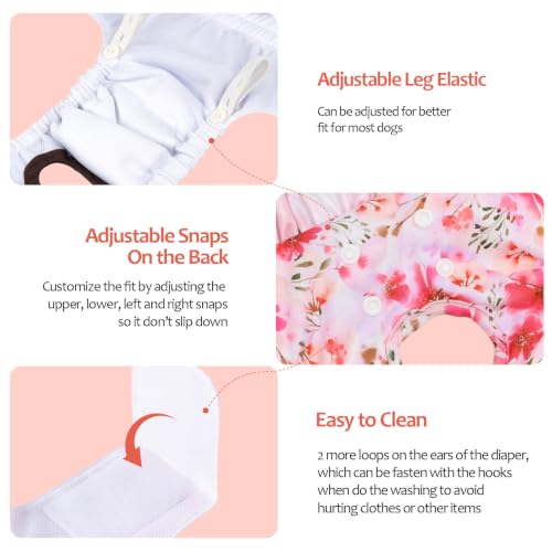 Image of CuteBone Female Dog Diapers with Skirts 3 Pack Reusable Puppy Dresses Pants for Heat Cycle Period QBD34S