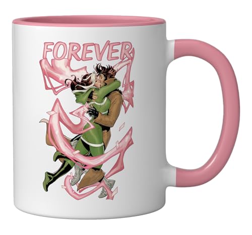 Tazón de cerámica Marvel X-Men Rogue y Gambit 11 oz rosa/blanco miniatura 2