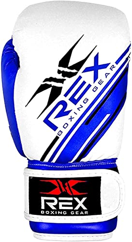 Rex Kids Boxing Gloves Sparring And Muay Tha, Kara Patent Pending Junior Training Mitt For Kickboxing, Punch Bag, Focus Pads, Mma, Thai Pad (4Oz, Blue/White) #TOP7