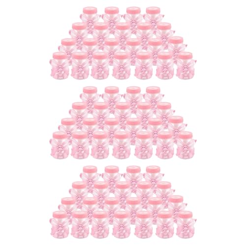 Cadeau faveur baptême fille : lot 72 mini biberon à dragées rose orné de strass ours