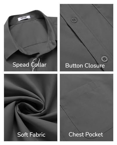 Image of COOFANDY Mens Short Sleeve Casual Button Down Shirts Summer Untucked Dress Shirts with Pocket