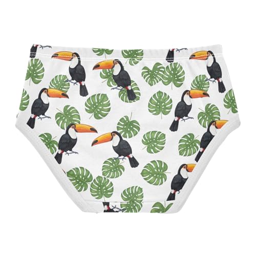 Joisal Girls Underwear Toddlers 2t Cotton Panties Little Girl Animals Briefs Kids Undies Toucans Green Tropical Leaves White2