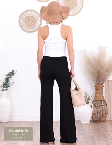 Image of Popana Wide-Leg Pants Palazzo Pants, Soft Lightweight Flowy Bootcut Wide Leg Lounge Pants for Women 3-Pack