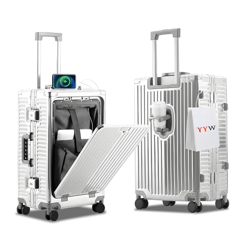 Valise rigide 24 pouces YYW argentée idéale pour vos vacances et déplacements
