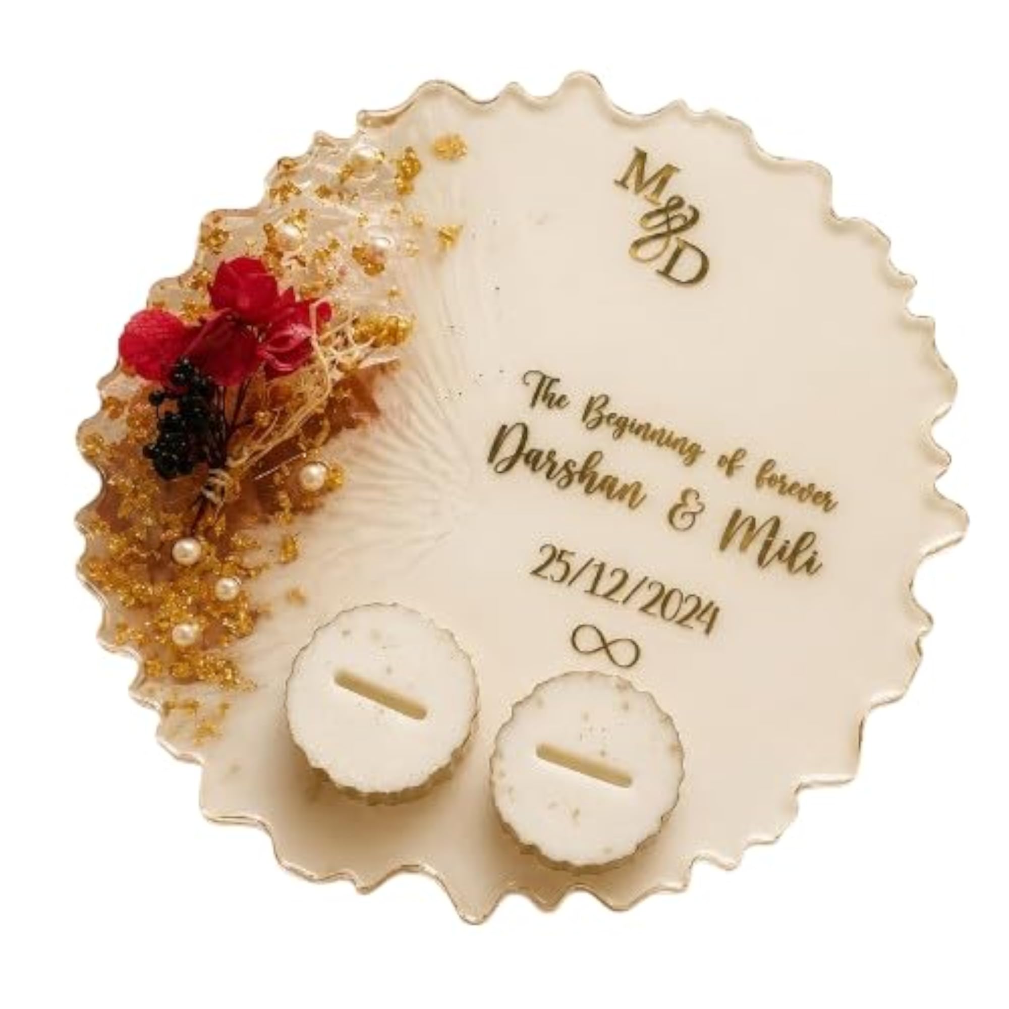 FAB'S Resin Engagement Ring Holder Tray, Elegant Wedding Display