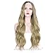 ENTRANCED STYLES Long Wavy Blonde Ombre Lace Front Wigs for Women Synthetic Dark Brown Roots Wig for Daily & Party Use Mixed Color Natural Looking 30 inch