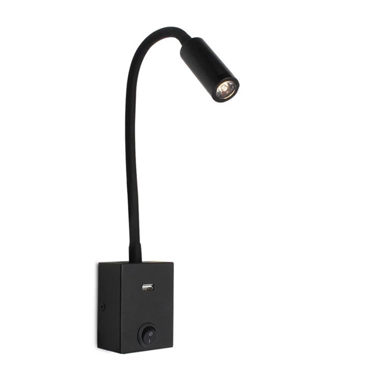 Czarny 3000K 4000K 6000K ścienna lampka do czytania na gęsiej szyi Port USB wyjście lampka do czytania z przełącznikiem do czytania w łóżku(4000K)