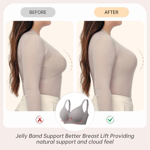 Image of OEAK Womens Comfortable Bra Push Up Bras Wireless Support Lift Brassiere V Neck Full Coverage Everyday Seamless Tshirt Bras