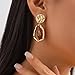Dainty Irregular Crystal Drop Dangle Earrings for Women Trendy, Statement Chunky 14K Gold Dangly Asymmetric Geometric Zircon Earrings Vintage Jewelry (Brown-Gold)