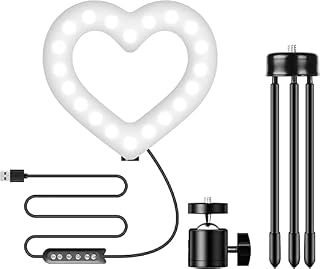 Bias&Belief 6" Selfie Ring Light Heart Shaped, Dimmable Led Ring Light Live Electricity Lamp Ring Light for Makeup Photography Selfie Halo Light Mini Desktop Camera