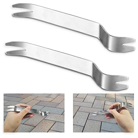 2 Pieces Stainless Steel Paver Tools, 7 Inch Paver Extractor Tool Replacement for Garden Lawn Yard Replace Paver Patio Blocks Auto Trim Removal Tool for Automotive Radio Stereo Dash Cover