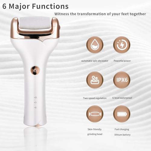 electric foot callus remover waterproof rechargeable pedicure tool foot scrubber wet amp dry use effectively removes hard skin amp calluses for smooth feet