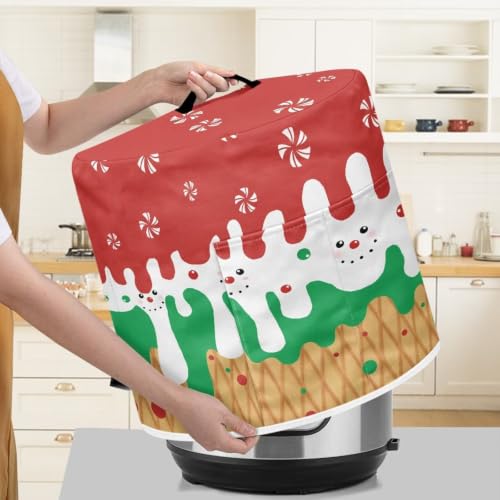 Image of Christmas Ice Cream Air Fryer Cover Popular Dust Cover | Recyclable Suitable for Crock Pot Pressure Cooker Holiday Decoration Accessories for Christmas Party Decor 3 Quart