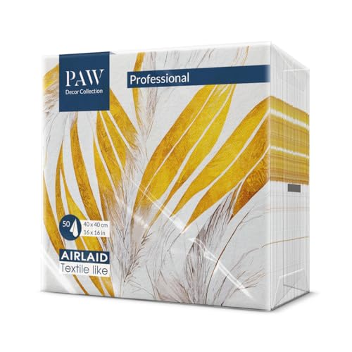 PAW - Serviette de Table Papier - Airlaid (40 x 40 cm) I 50 Pièces I Idéal pour Mariage, Baptême, Communion, Anniversaire I Serviettes en Tissu de...