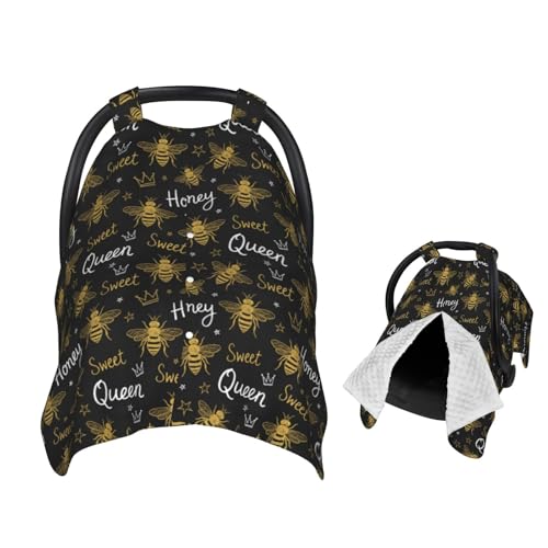 Image of Honey Bees Baby Car Seat Canopy Nursing Cover for Newborn Car Seat Breastfeeding Covers Blanket Newborn Shower Gift