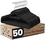 Utopia Home Premium Velvet Hangers 50 Pack - Non-Slip Clothes Hangers with Tie Bar - Black Hangers - Standard Hangers with 360 Degree Rotatable Hook - Heavy Duty Coat Hangers