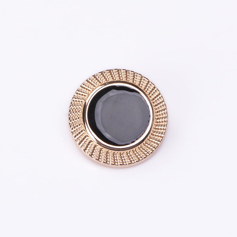 botón, 20 Botones Redondos Negros for Ropa, cárdigans, Abrigos(Golden Edge,18 mm)