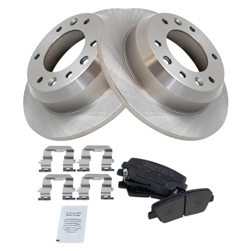 Image of TRQ Rear Brake Pad and Rotor Set Semi Metallic | For 2007-2008 Hyundai Entourage 2007-2012 Kia Sedona