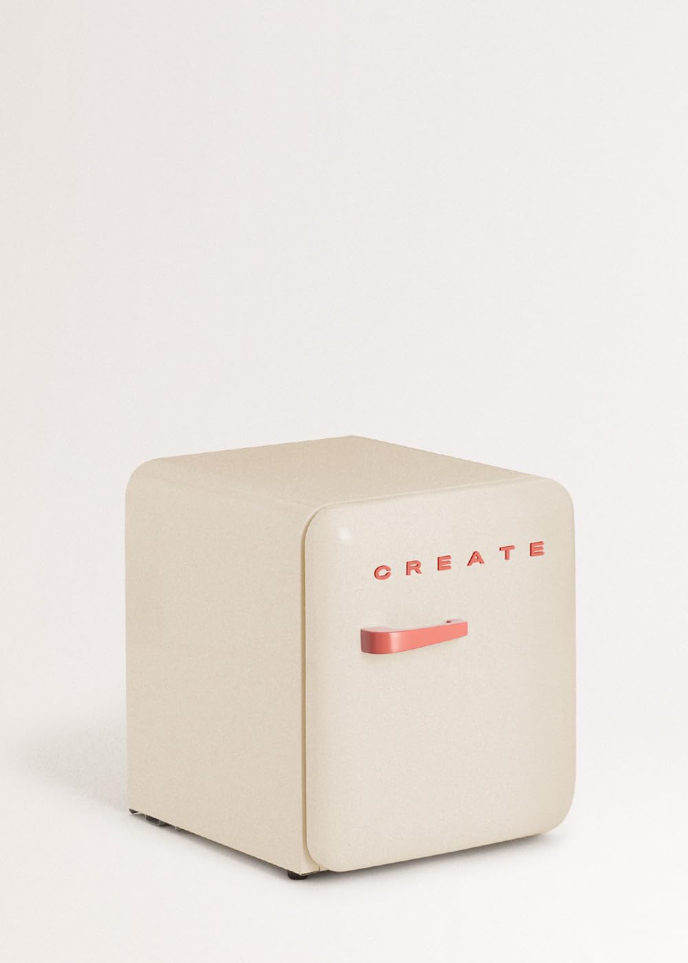 CREATE / RETRO FRIDGE 50 TERRACOTA/Frigorífico blanco roto maneta terracota / 85W, minibar, un estante, diseño retro, 50 cm, dos repisas, capacidad de 48L, bajo consumo, 50x44x49,8 cm