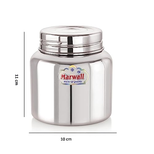 Image of Stainless Steel Jar /Dabba /Canister for Kitchen Storage with Thread Style Fitting-500ml(Pack of 2)