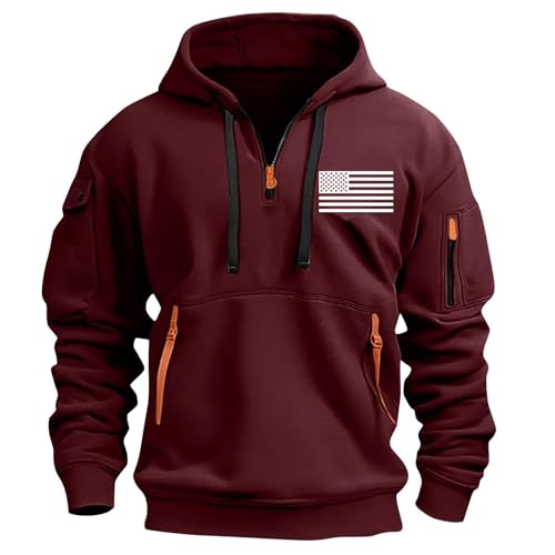 Hoodies For Men Tactical Quarter Zip Pullover Multi-Pockets Workout Sweatshirts Long Sleeve Outdoors Military Hoodie