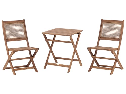 Beliani Balkonset 3-teilig Akazienholz Hellbraun klappbar...