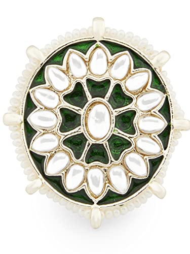 Meenakari Kundan Adjustable Rings Set - Pack of 3