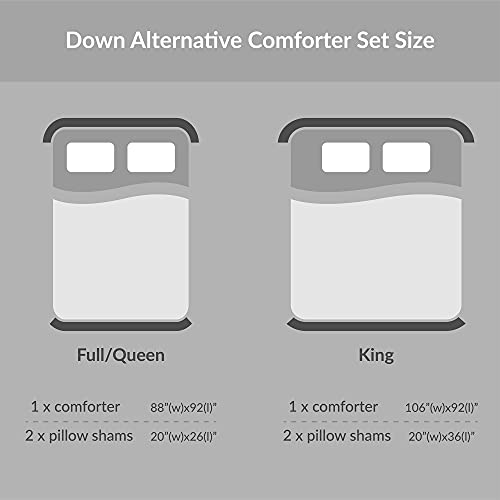 Cotton Farmhouse Comforter Set, King Size Bedding Sets, Dual-Sided Neutral Modern Design, With Boho Style Clipped Jacquard Stripes 3-Pieces /W Matching Pillow Shams (104X90 Inches, White/Charcoal) #TOP5