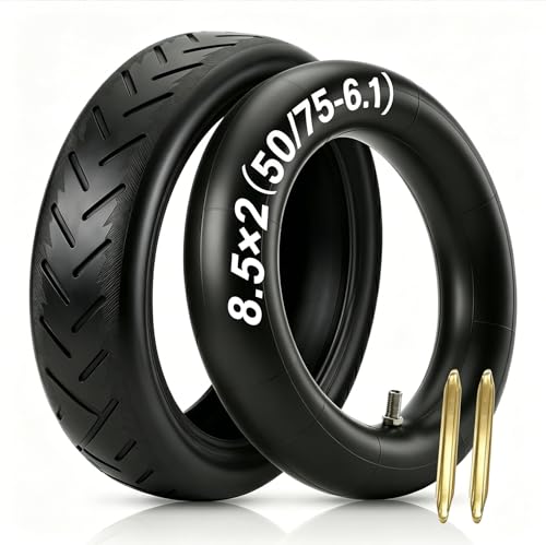 ELVANO 50/75-6.1 Electric Scooter Tire & Tube Set 8.52.0(8 1/22) High-performance Pneumatic Tire Replacement Tube with Straight Valve and 2 Tire Levers 8.5 Inch Fits 6/6.1 Rims (1-Set)