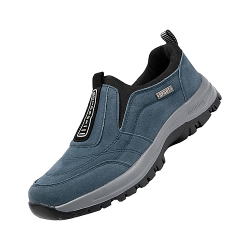 Zapatillas de deporte para hombre, tallas grandes, sin cordones, para exteriores, antideslizantes, informales, informales, cómodas, informales, azul, 48 EU