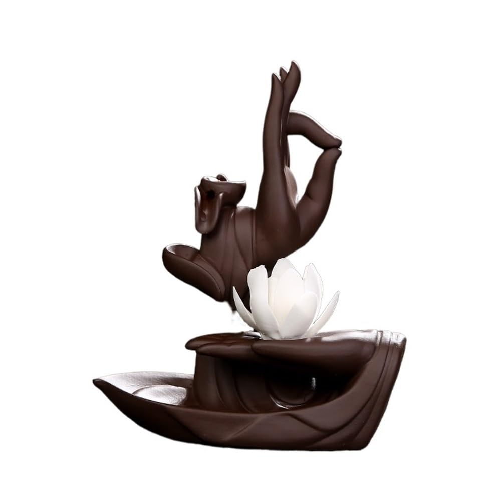 Räuchergefäß Home Backflow Weihrauchbrenner Große Buddha-Hand Lotus Lila Ton Dekorative Weihrauchhalter