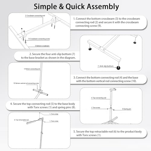 TECKZOON Unabhängiger Aufrichthilfe für Senioren, 130-175CM höhenverstellbar Bettlift mit Multifunktional Trapezgriff, Riemenscheiben und Riemen, Stabiler Bettaufrichter, Aufrichthilfe bis 100 kg