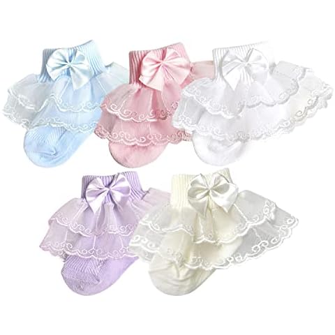 XPXGMT Cotton Bow Frilly Lace Socks for Girls Cover