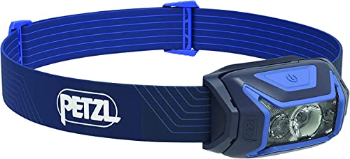 PETZL - Lampe frontale ACTIK - 450 lumens, Bleu, Compact, Livrée avec trois piles AAA/LR03