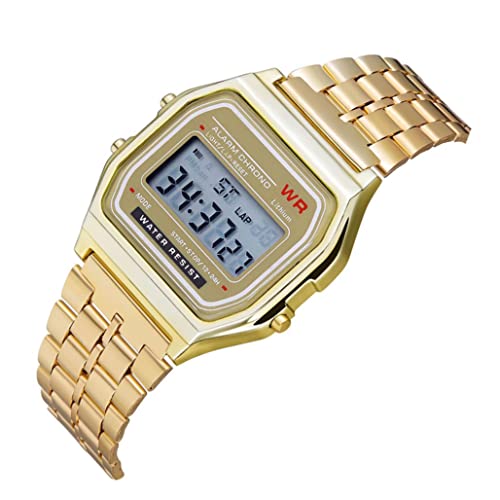 Reloj Digital De Pulsera F91w Reloj Electrónico De Negocios Ajustable con Correa De Acero Dorada, Reloj Digital, Reloj De Muñeca De Metal, Reloj LCD Dial Watch