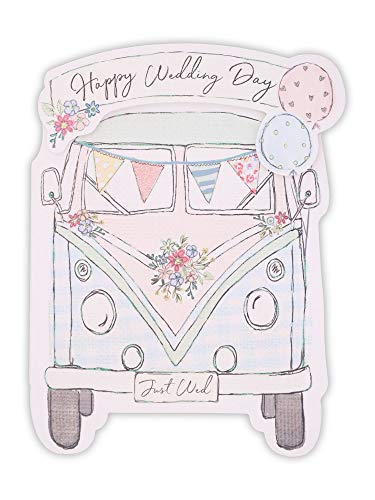 Clintons: Retro Van Con Bandierine Di Nozze 11 X 15 Cm