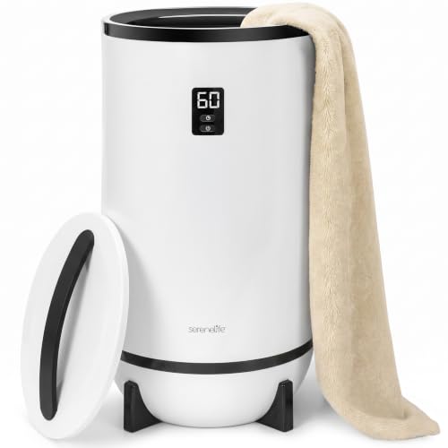 Image of SereneLife Towel Warmer Bucket Style - Portable Blanket Heater for Spa and Bathroom, Large Capacity, Customizable Fragrance, Auto Shut-Off, Fits 2 Large Towels or Blankets, One-Touch Control, Black
