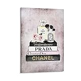 NO.1 ART Wall Art HD Canvas Chanel Decor Print Books of Fashion, Pink, Makeup Set, Pink Grunge...