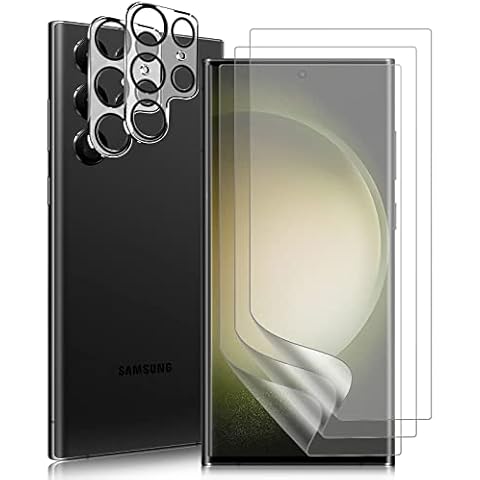 Qoosea 3+2 Screen Protector for Samsung Galaxy S23 Ultra 2023 with Camera Lens Protector, Soft TPU Film with HD Clear Bubble Free Case Friendly 100% Fingerprint Unlock for Galaxy S23 Ultra 5G Cover
