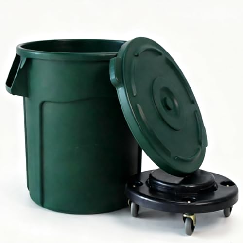 Image of 20 Gallon Outdoor Trash Can with Lid and Wheels, 1 Pack-Green | Garbage Can with 4 Wheels, Rolling Trash Can for Garage / Backyard / Kitchen / Patio / Office / Cafe / Warehouse