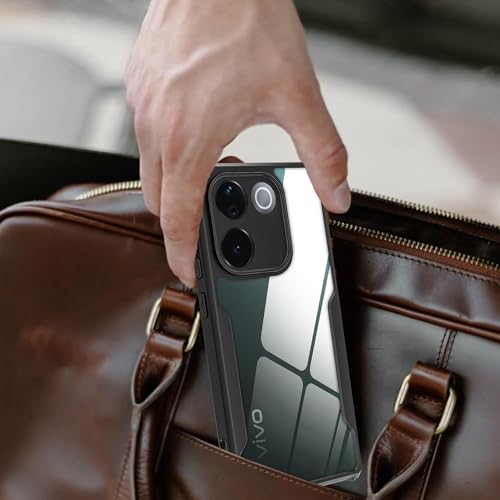 Image of A rtistque Clear Hard Transparent Acrylic Armor Anti-Drop Shockproof TPU Edge Back Cover Case for Vivo T3 Pro - Black